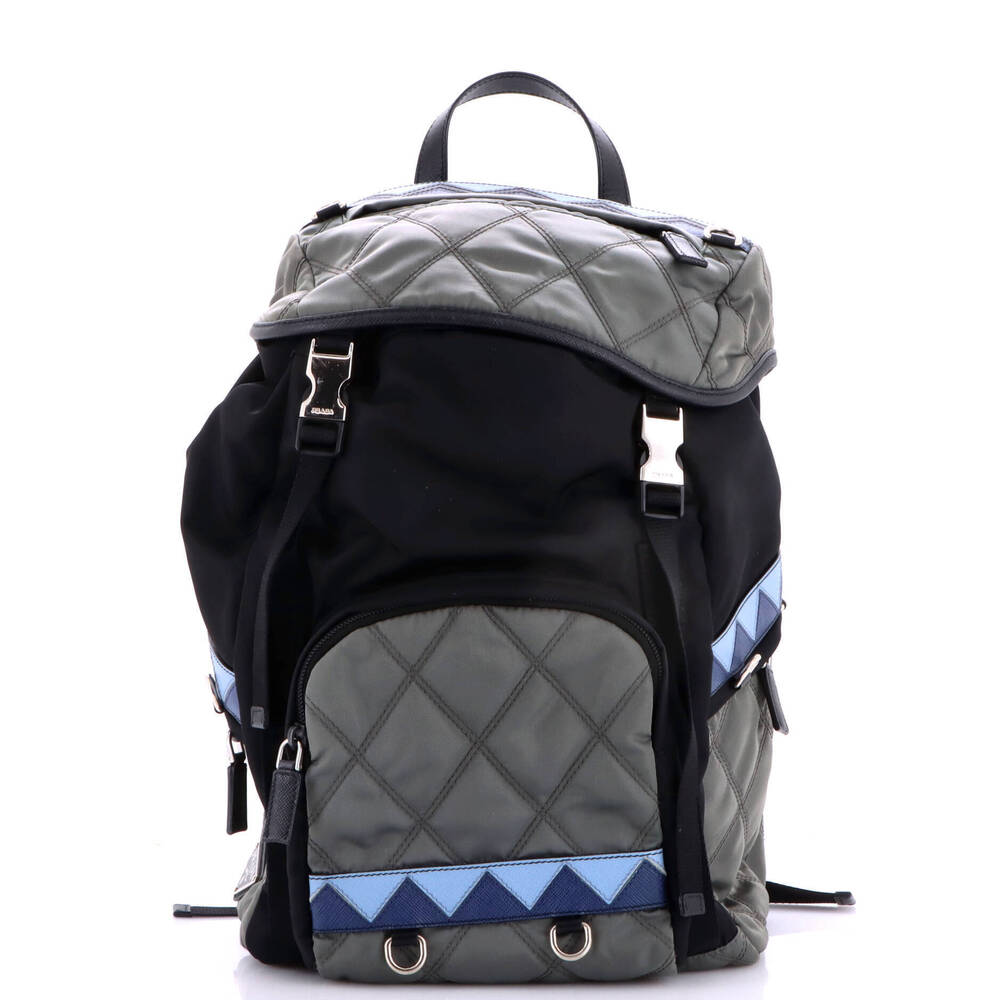 Prada Large Camouflage Backpack Quilted Tessuto with Saffiano